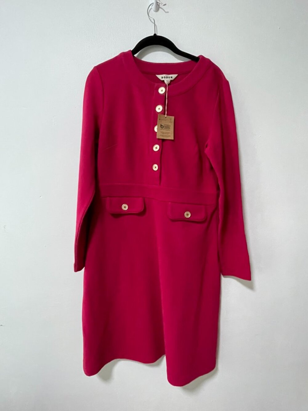 Boden Pink Lavinia Button Ottoman Shift Dress